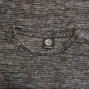 Bobeau $48 Small Charcoal Black Stripe Heathered Puff Shoulder Pullover Knit Top